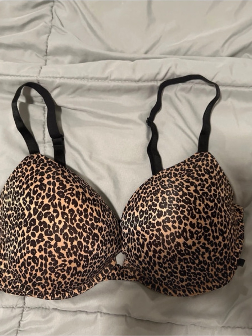 Victorias Secret Leopard Print Push-Up Bra - Beige/Black